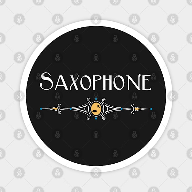 Saxophone White Text Decorative Line Magnet by Barthol Graphics